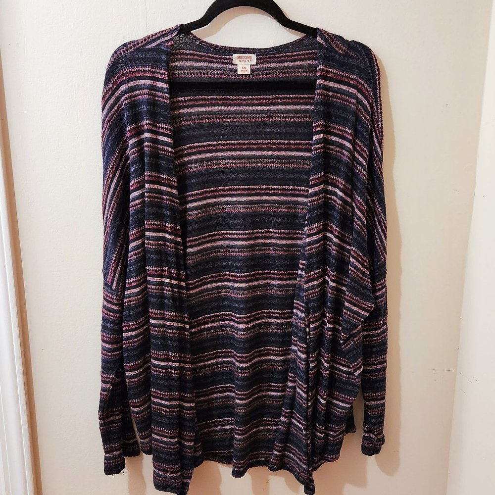 Mossimo (Target) - Striped Slouchy Cardigan - Blue/Pink - XXL